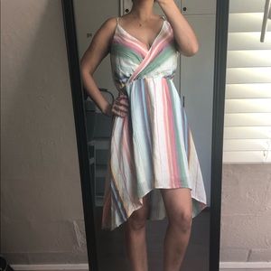 A New Day Multi Color Striped Hi Low Dress